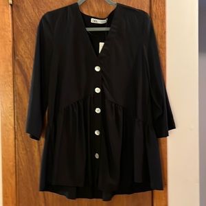 Zara black button down top